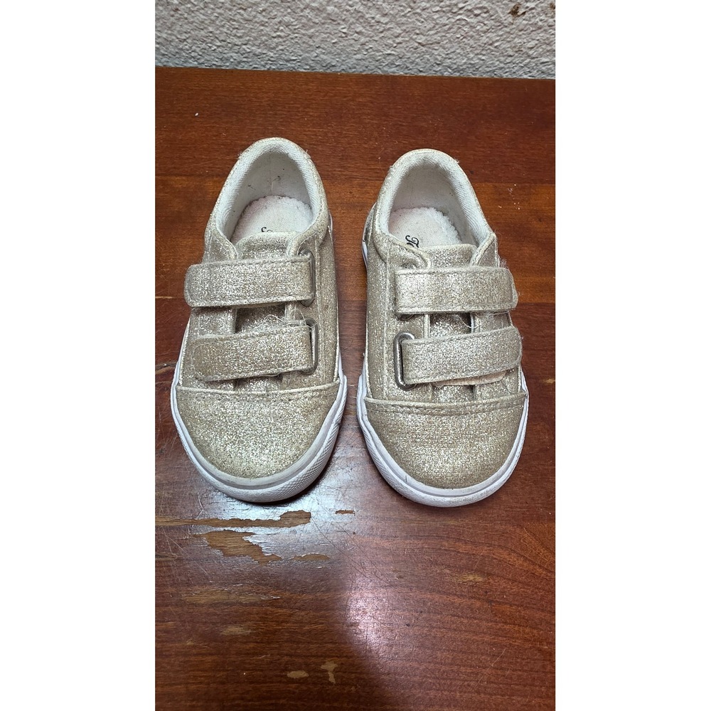 Tommy Bahama Glitter Sneakers Toddler Girls Size 6 Gold Hook and Loop 283184